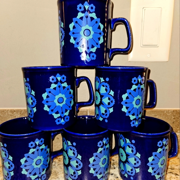 Set of 6 -  1960's or 70's Stafordshire Potteries of England retro coffee mugs. - Picture 1 of 6